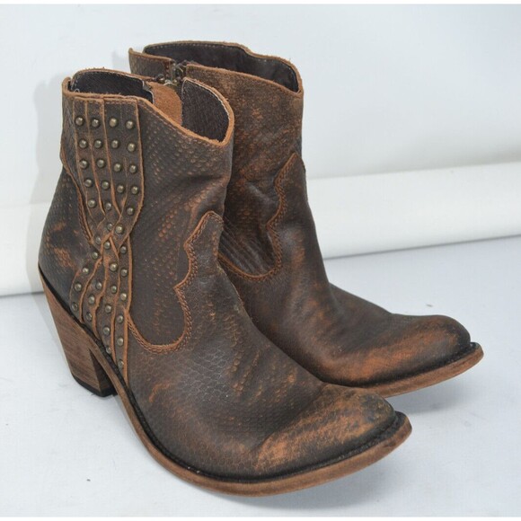 Liberty Black Womens Studded Leather Ankle Boots Size 10 LB-71232 vintage canela - Picture 1 of 16